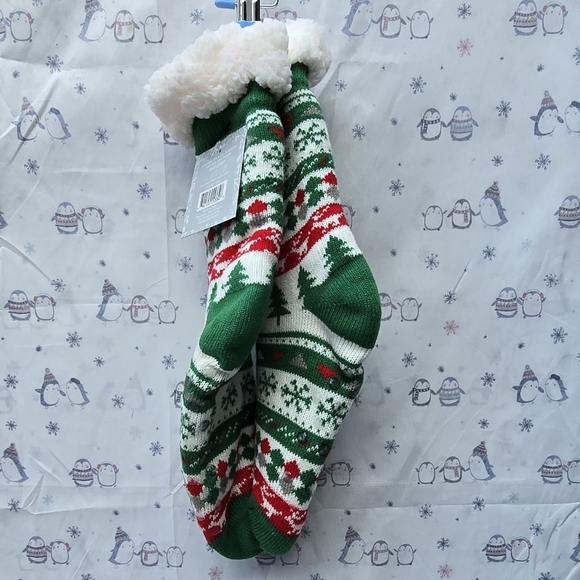 Cozy Holiday Knit Stocking with Green and Red Accents - Picture 5 of 5
